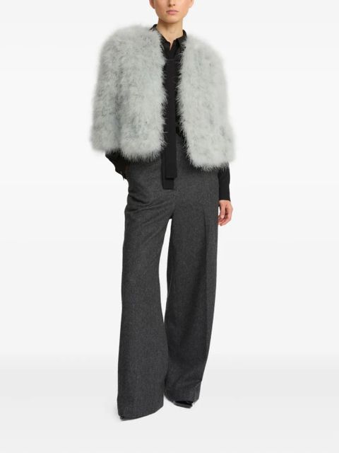 Yves Salomon turkey-feather cropped jacket - Grey - zdjęcie produktu nr 2