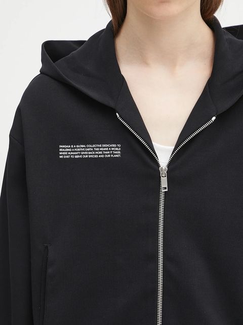 Pangaia bluza DNA Double Jersey Zip Up Hoodie damska kolor czarny z kapturem gładka 10002361
