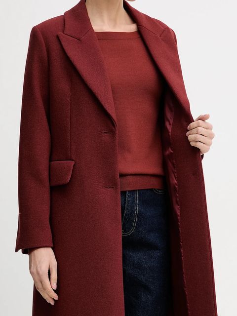 Sisley płaszcz wełniany kolor bordowy przejściowy 2JJYLN04Z