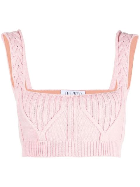 The Attico Miles ribbed-knit cropped top - Pink - zdjęcie produktu nr 1