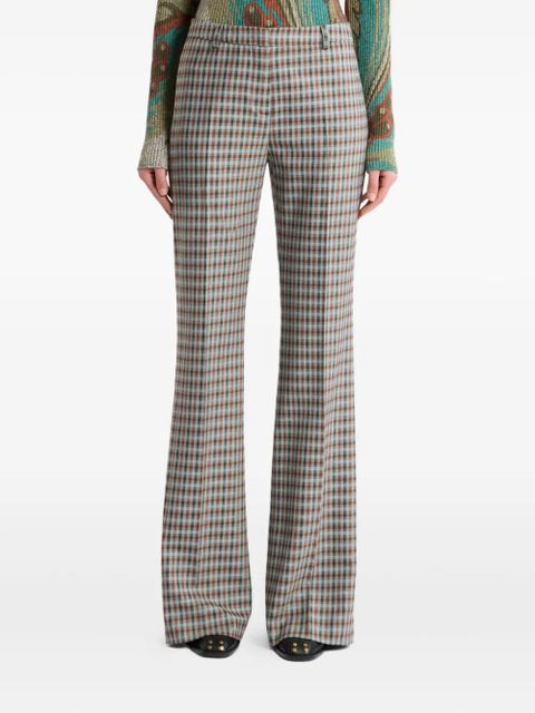 ETRO gingham flared trousers - Blue