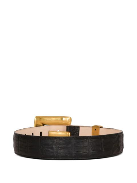 Balmain Anthem embossed crocodile-print leather belt - Black