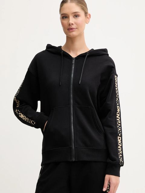Dkny bluza bawełniana damska kolor czarny z kapturem z aplikacją DP5J9645 - zdjęcie produktu nr 1