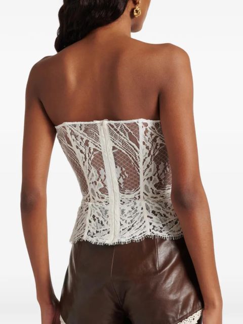 Magda Butrym ruffled lace corset top - Neutrals