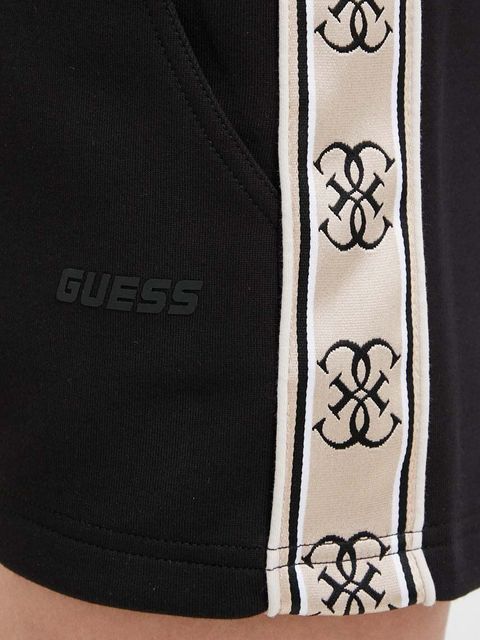 Guess szorty BRITNEY damskie kolor czarny z aplikacją medium waist V3GD13 KB3P2
