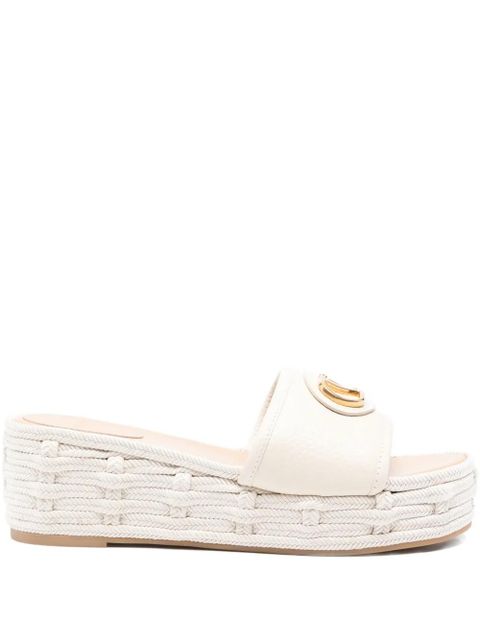 Valentino Garavani logo-plaque woven platform slides - White - zdjęcie produktu nr 1