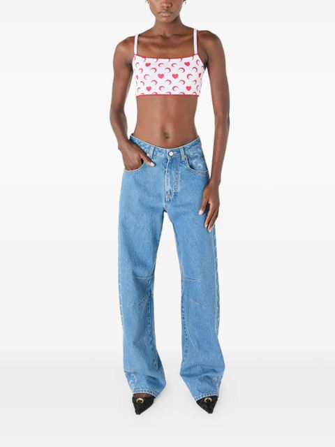 Marine Serre heart moon-print bra - White - zdjęcie produktu nr 2