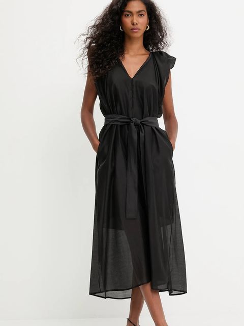 Answear.LAB sukienka kolor czarny midi oversize - zdjęcie produktu nr 1