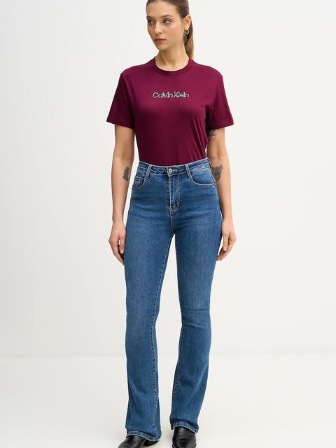 Calvin Klein Jeans t-shirt bawełniany damski kolor bordowy LV047E821G - zdjęcie produktu nr 2