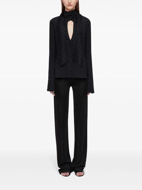Ferragamo Gancini-jacquard silk blouse - Black - zdjęcie produktu nr 2