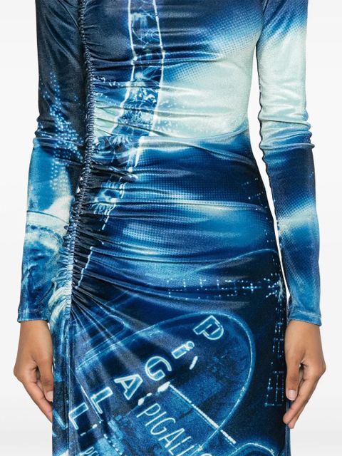 Jean Paul Gaultier Pigalle-print velvet dress - Blue