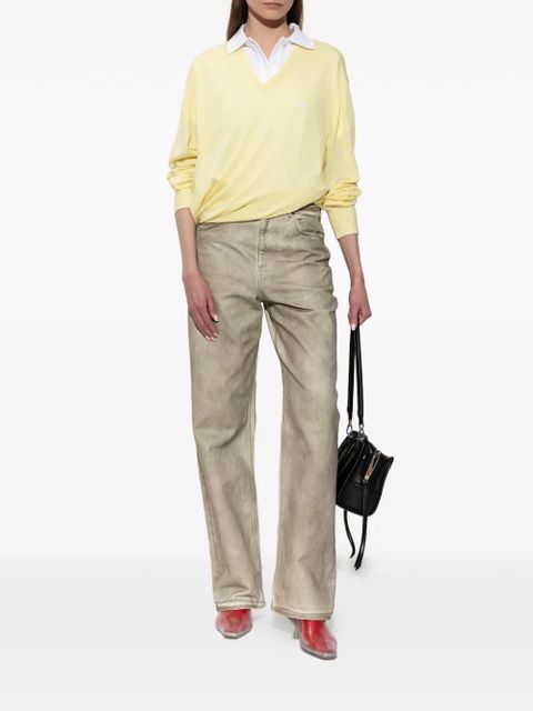 LOEWE V-neck asymmetric-silhouette wool sweater - Yellow - zdjęcie produktu nr 2