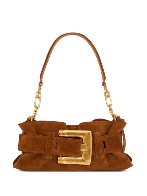 Balmain min Anthem buckle suede leather clutch bag - Brown - zdjęcie produktu nr 1