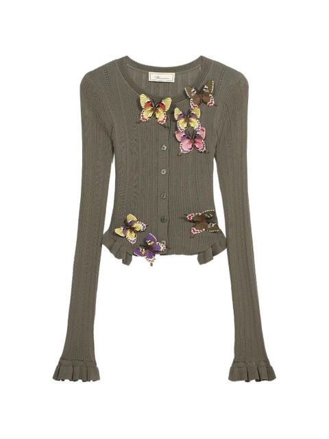 Blumarine butterfly ribbed cardigan - Green - zdjęcie produktu nr 1