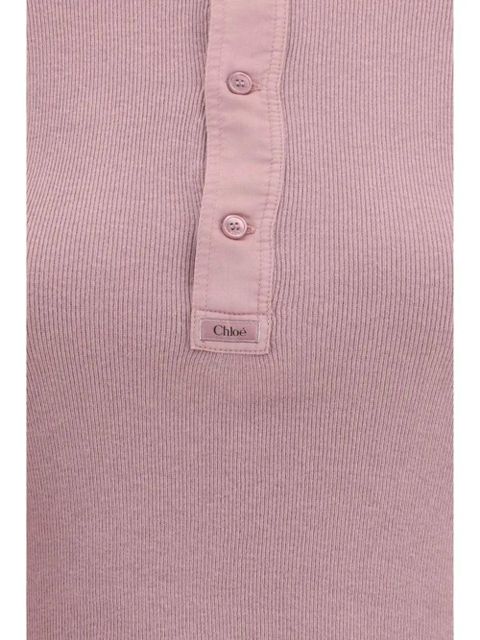 Chloé ribbed button-fastening T-shirt - Pink