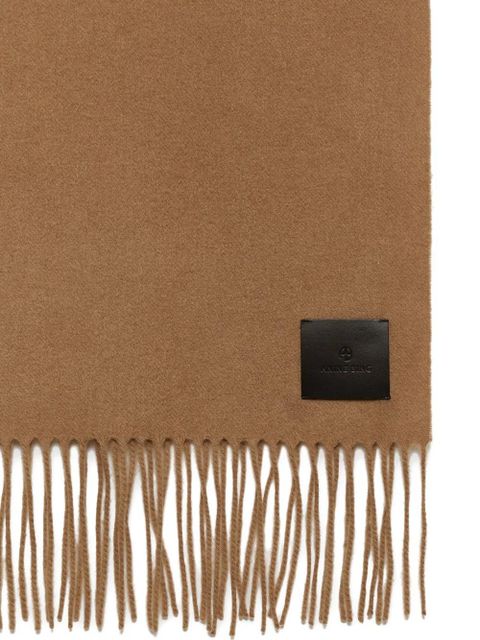 ANINE BING Augustina fringed wool scarf - Brown