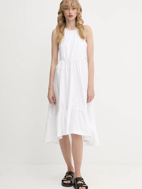 Armani Exchange sukienka bawełniana kolor biały midi rozkloszowana XW000477 AF12812 - zdjęcie produktu nr 1