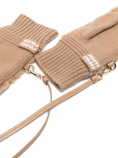Miu Miu shearling gloves - Neutrals