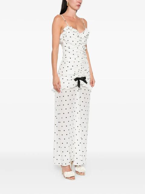 Alessandra Rich polka dot-print ruched dress - White
