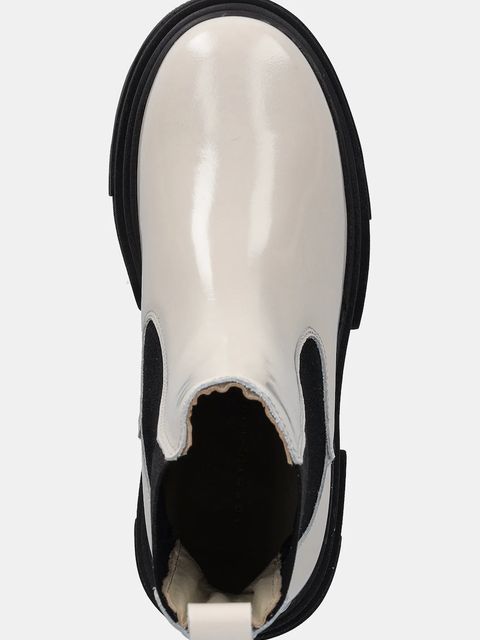 Tommy Hilfiger sztyblety skórzane TH SHINY LEATHER CHELSEA damskie kolor beżowy na platformie lekko ocieplone FW0FW09042