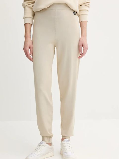 Armani Exchange spodnie dresowe damskie kolor beżowy gładkie XW000120 AF10352