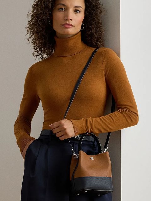 Lauren Ralph Lauren torebka skórzana kolor brązowy 431974556