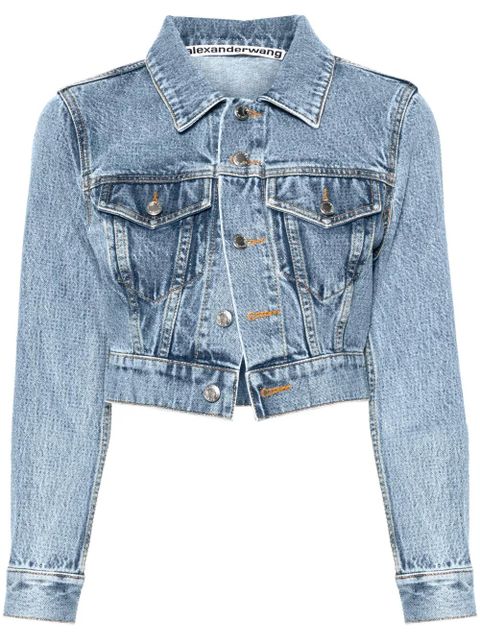 Alexander Wang bead-embellished cropped denim jacket - Blue - zdjęcie produktu nr 1