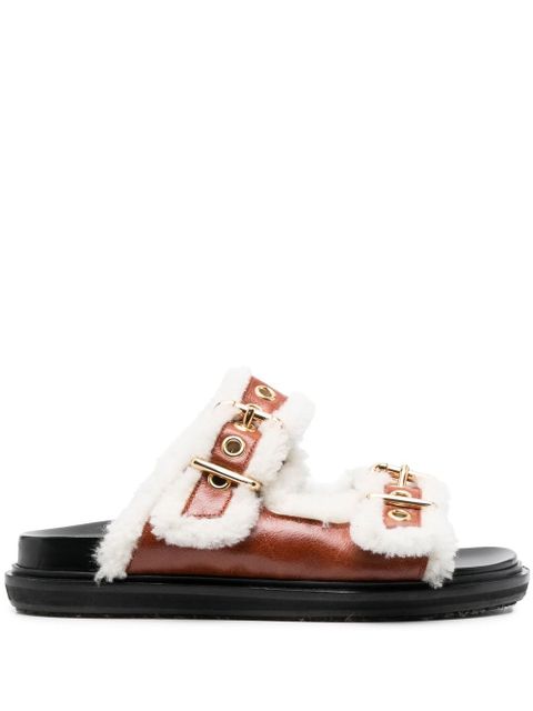 Marni Fussbett shearling slides - Brown - zdjęcie produktu nr 1