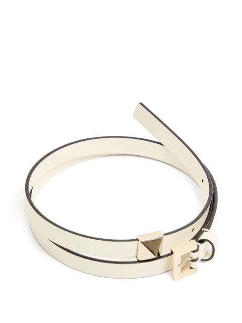 Valentino Garavani shiny calfskin side stud belt 15mm - White - zdjęcie produktu nr 2