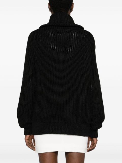 Prada enamel-triangle zip-up cardigan - Black