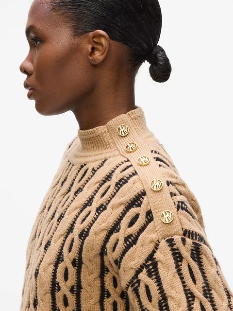 Karl Lagerfeld sweter z dodatkiem wełny damski kolor brązowy ciepły z półgolfem A4W18039