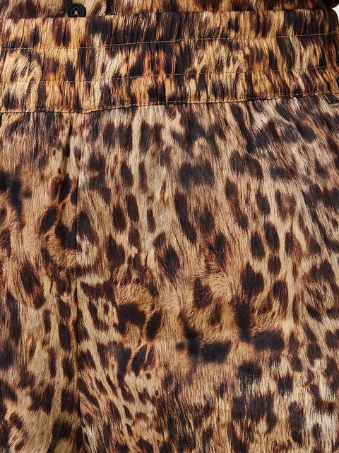 AllSaints szorty z domieszką jedwabiu CHARLI damskie kolor brązowy wzorzyste high waist W037TC