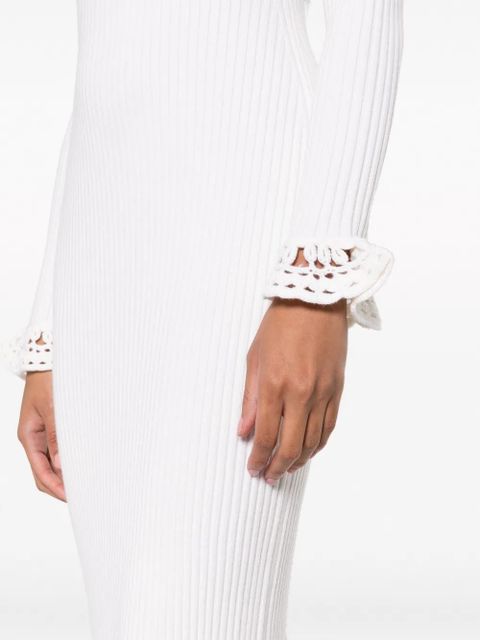 Rabanne open-knit panel midi dress - White