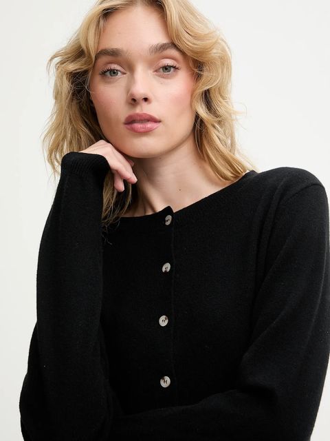 Answear.LAB kardigan z wełny merino damski kolor czarny lekki