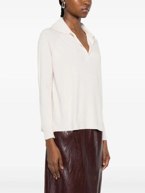 SOLOTRE V-neck collared sweater - White