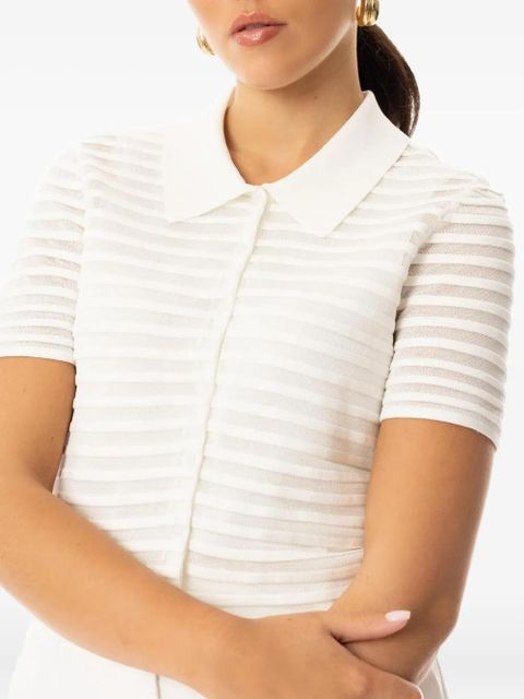 Simkhai Larken striped polo-neck cardigan - White