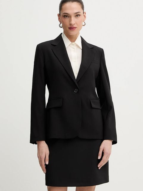 Weekend Max Mara marynarka wełniana LAMINE kolor czarny jednorzędowa gładka 2615041071600 - zdjęcie produktu nr 1