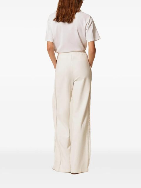 TWINSET pleated lace-side trousers - Neutrals