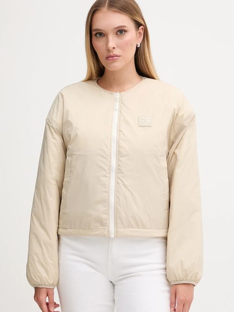 Calvin Klein Jeans kurtka dwustronna kolor beżowy przejściowa oversize LV044D511G