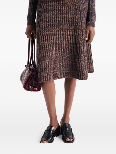 Prada ribbed flared knit midi skirt - Brown