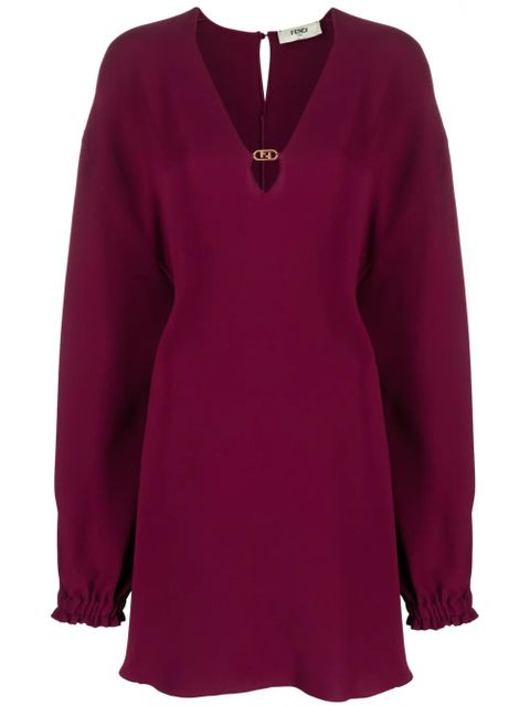 FENDI Cady logo-plaque silk minidress - Red - zdjęcie produktu nr 1