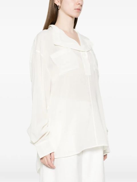 TOTEME overlapping-collar blouse - Neutrals