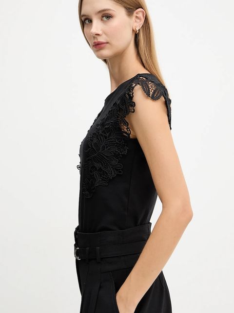 Morgan t-shirt bawełniany damski kolor czarny DFLOWER