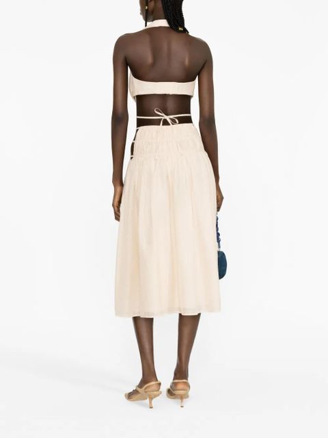 Cult Gaia Miriam gingham-print cropped top - Neutrals