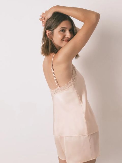 women'secret szorty piżamowe damska kolor pomarańczowy satynowa 2542460