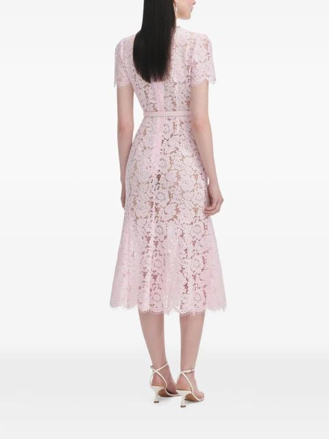 Self-Portrait lace bow-embellished midi dress - Pink