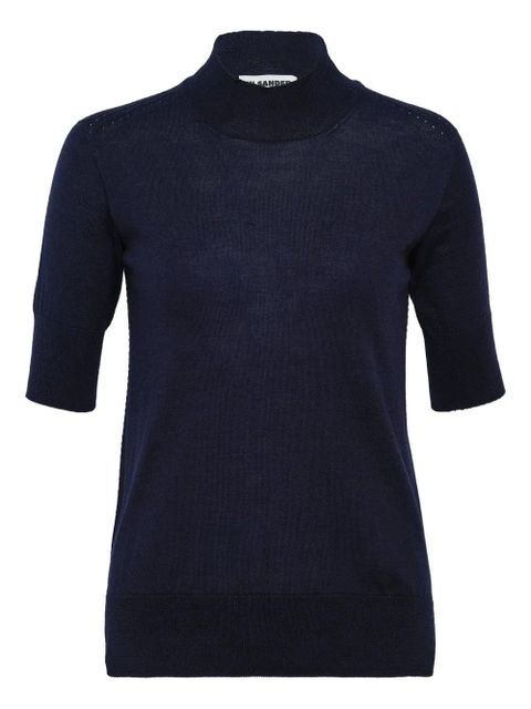 Jil Sander high-neck short-sleeve sweater - Blue - zdjęcie produktu nr 1