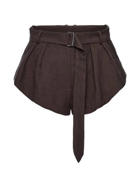 Magda Butrym belted pleated mini shorts - Brown - zdjęcie produktu nr 1