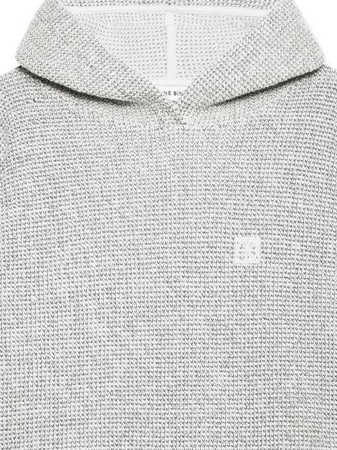 ANINE BING Alec framed monogram hoodie - Grey