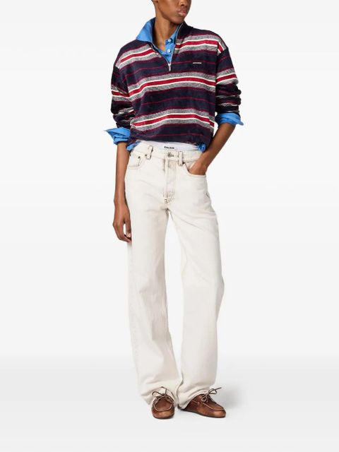 Miu Miu bleached embroidered-logo jeans - White - zdjęcie produktu nr 2